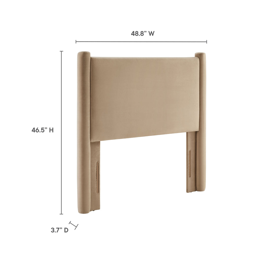 Rael Performance Velvet Twin Headboard - Taupe