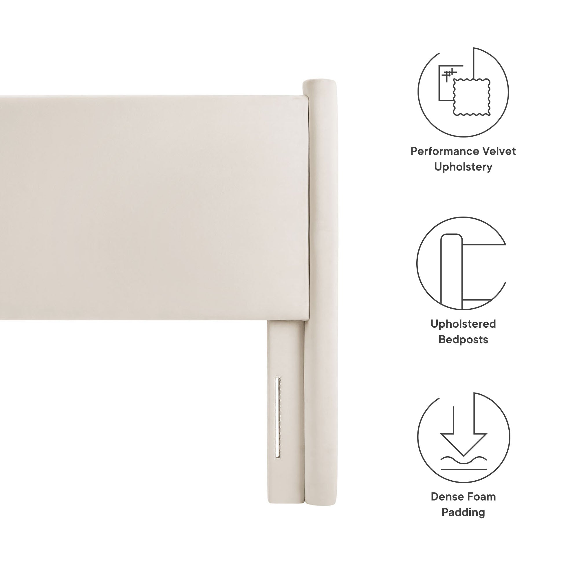 Rael Performance Velvet Full Headboard - Alabaster