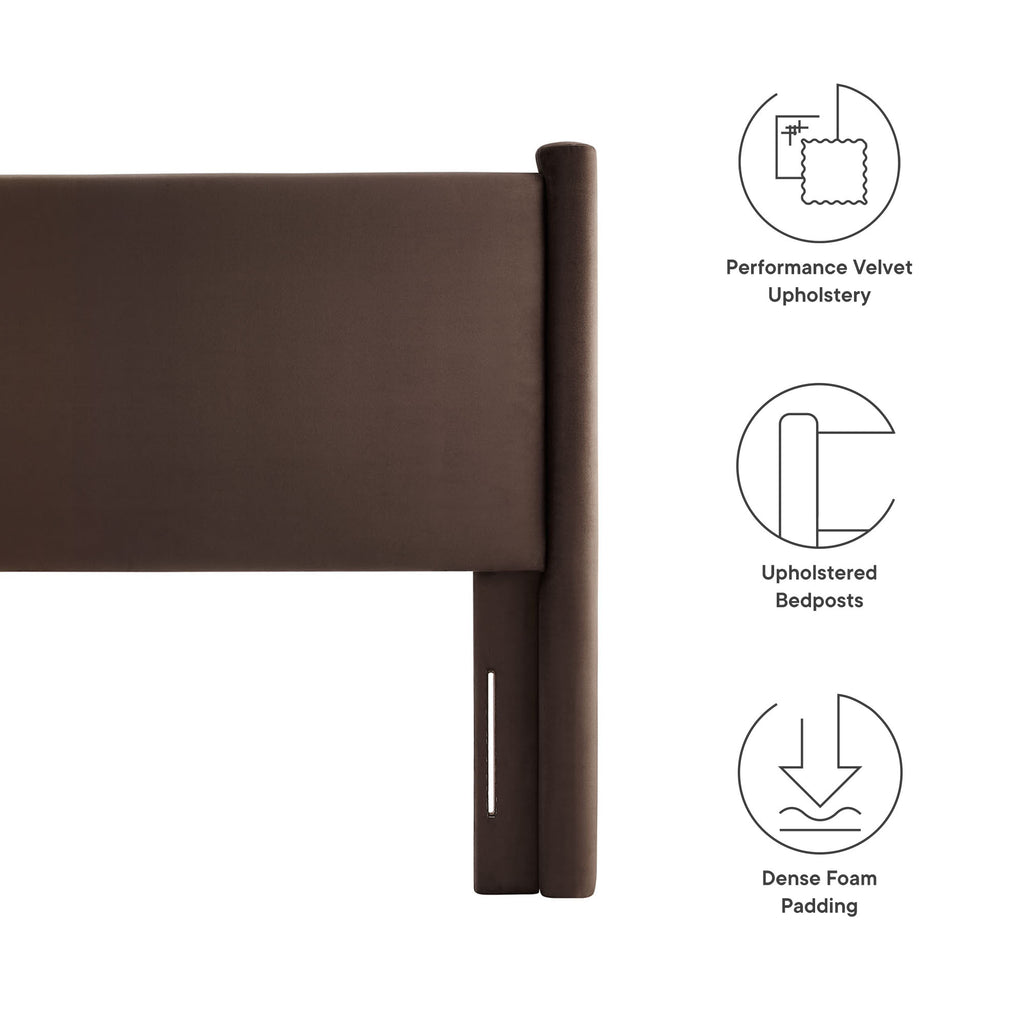 Rael Performance Velvet Full Headboard - Chocolate Brown
