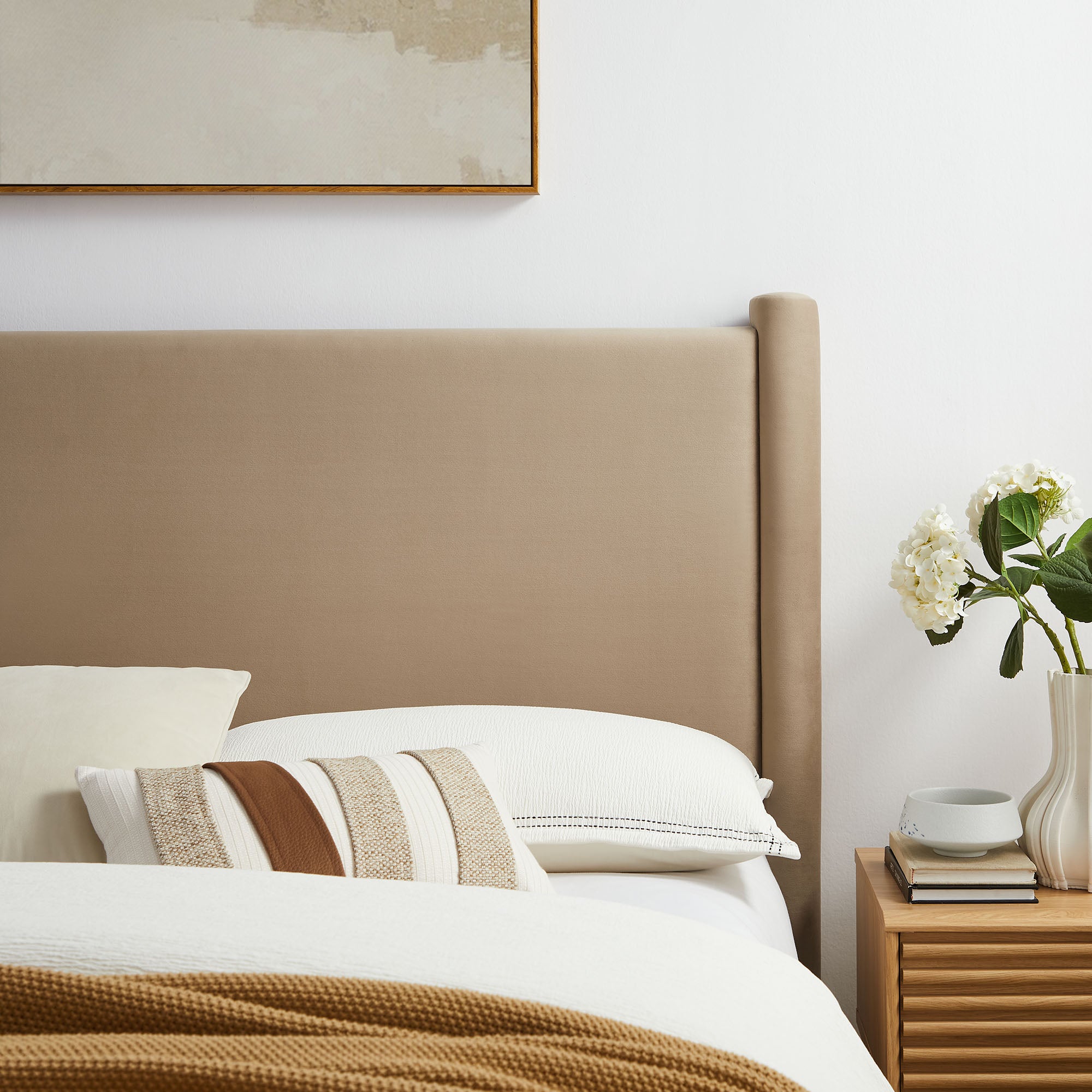 Rael Performance Velvet Full Headboard - Taupe