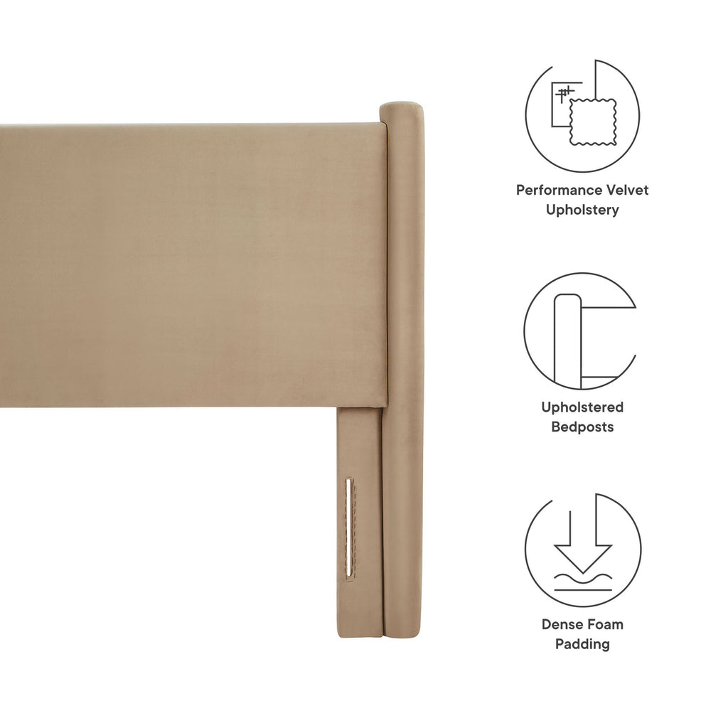 Rael Performance Velvet Full Headboard - Taupe