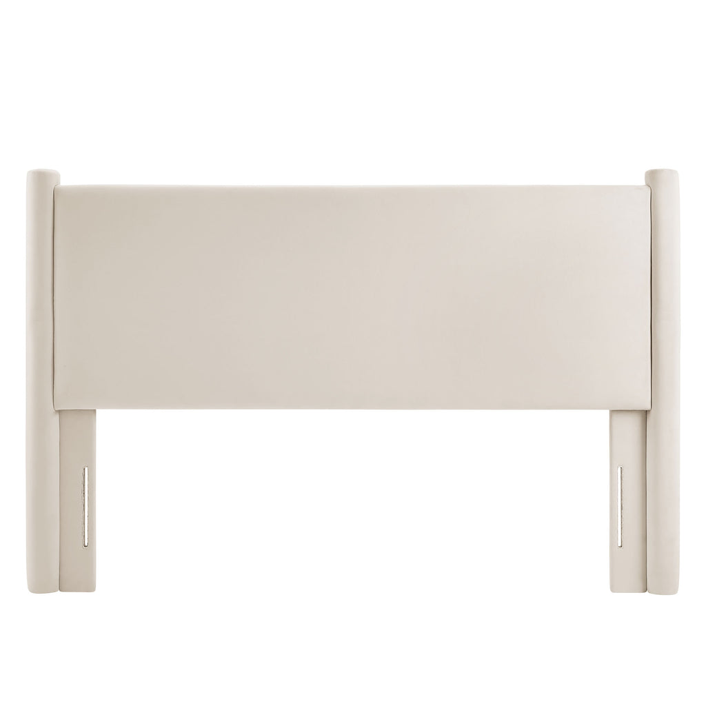 Rael Performance Velvet Queen Headboard - Alabaster