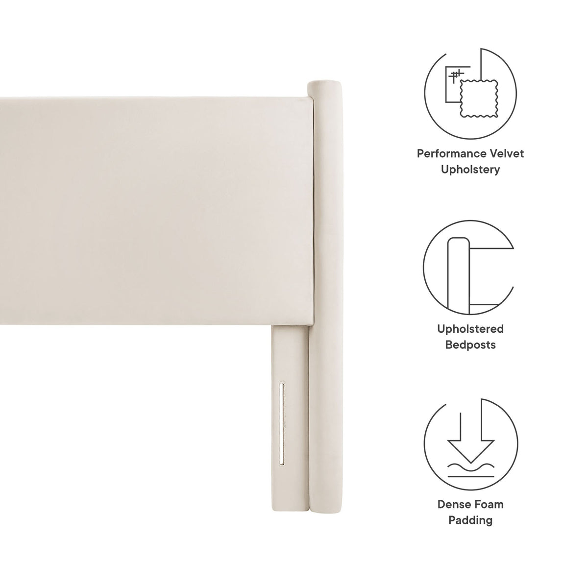 Rael Performance Velvet Queen Headboard - Alabaster