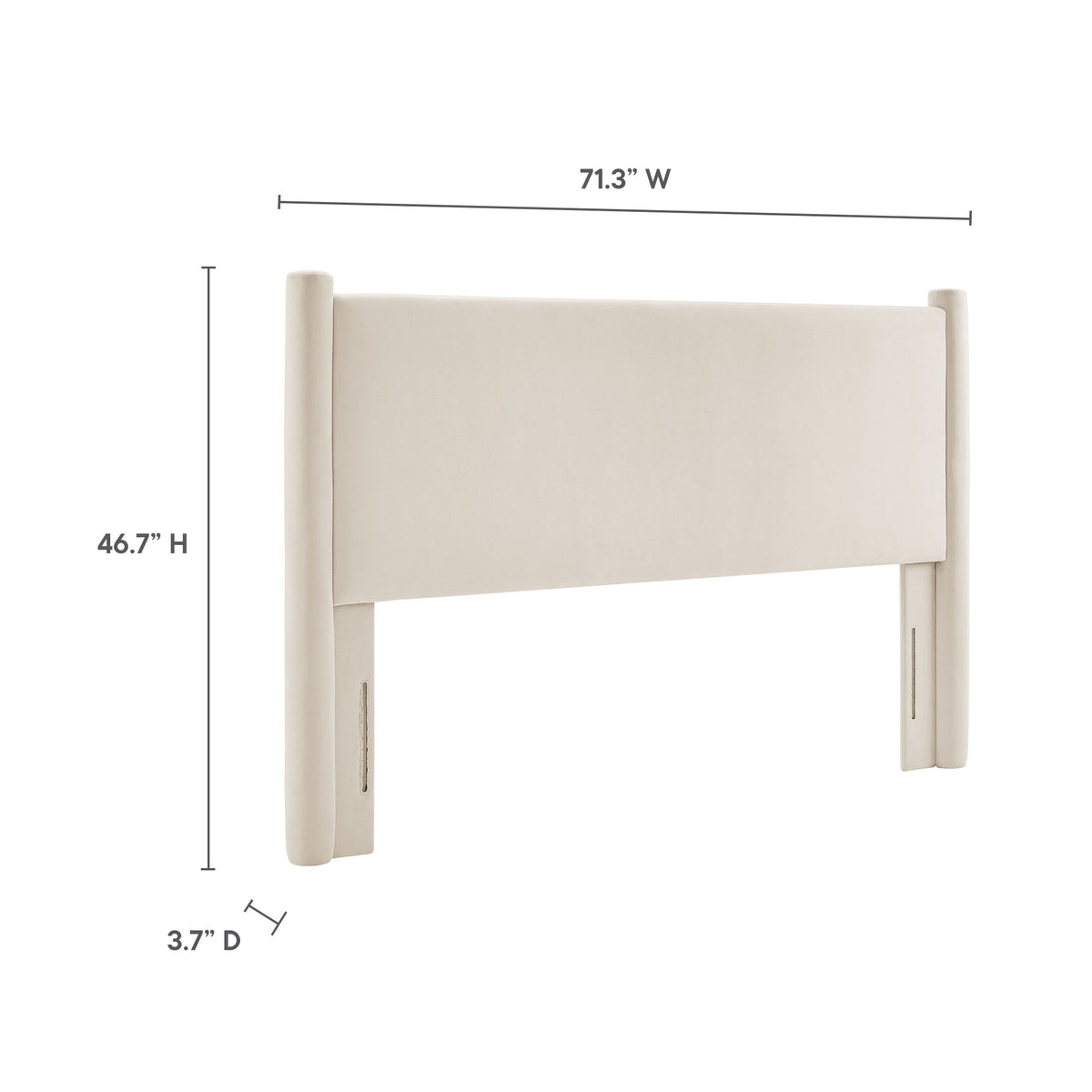 Rael Performance Velvet Queen Headboard - Alabaster