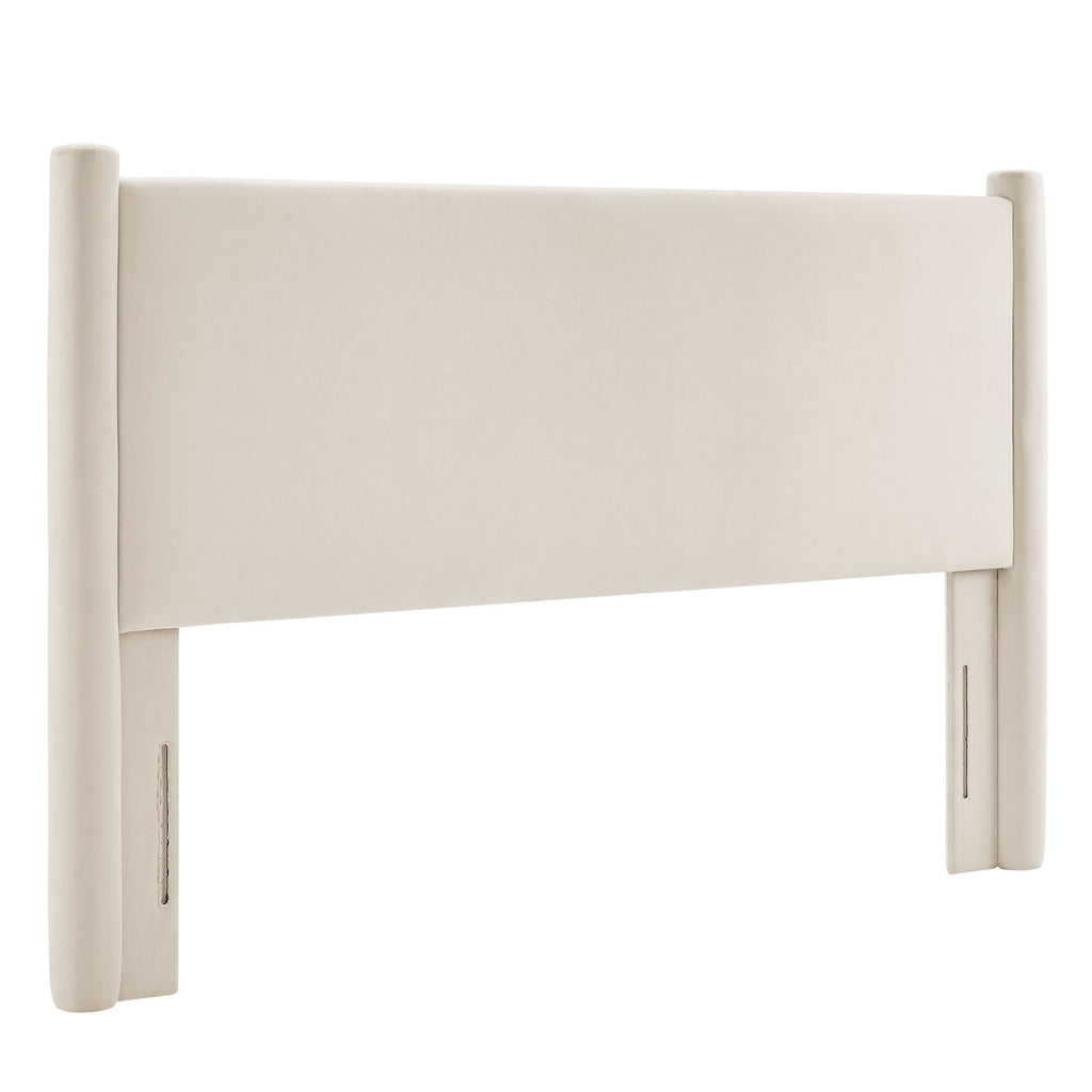 Rael Performance Velvet King Headboard - Alabaster