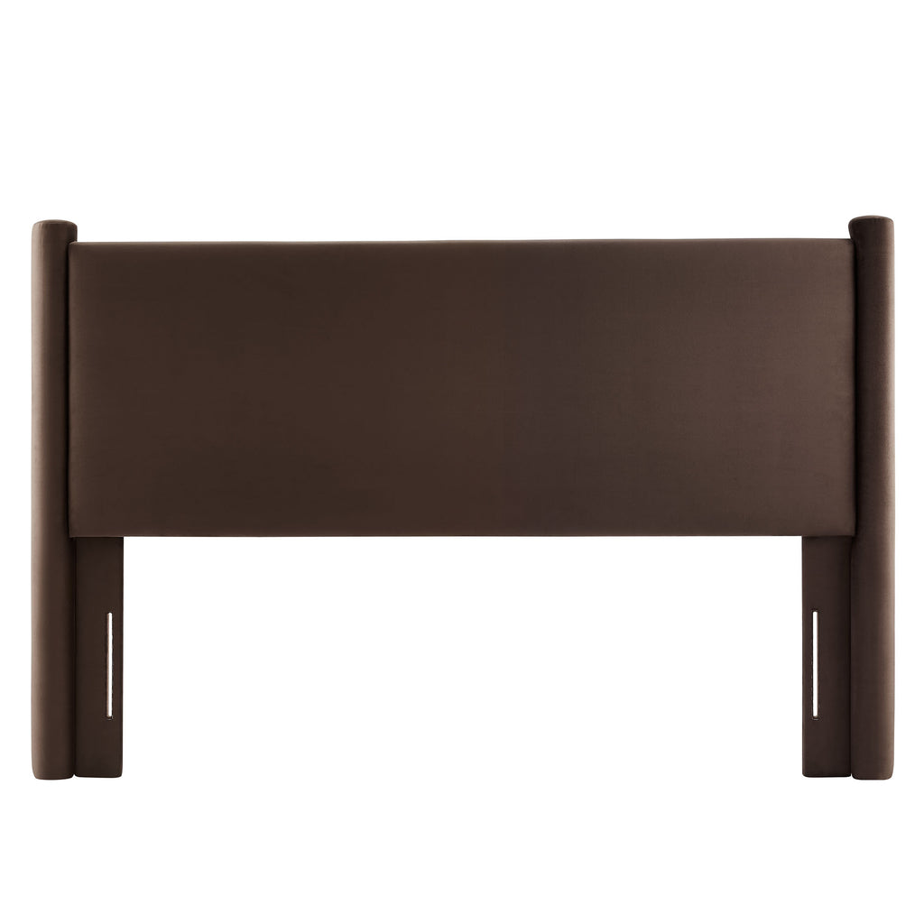 Rael Performance Velvet King Headboard - Chocolate Brown