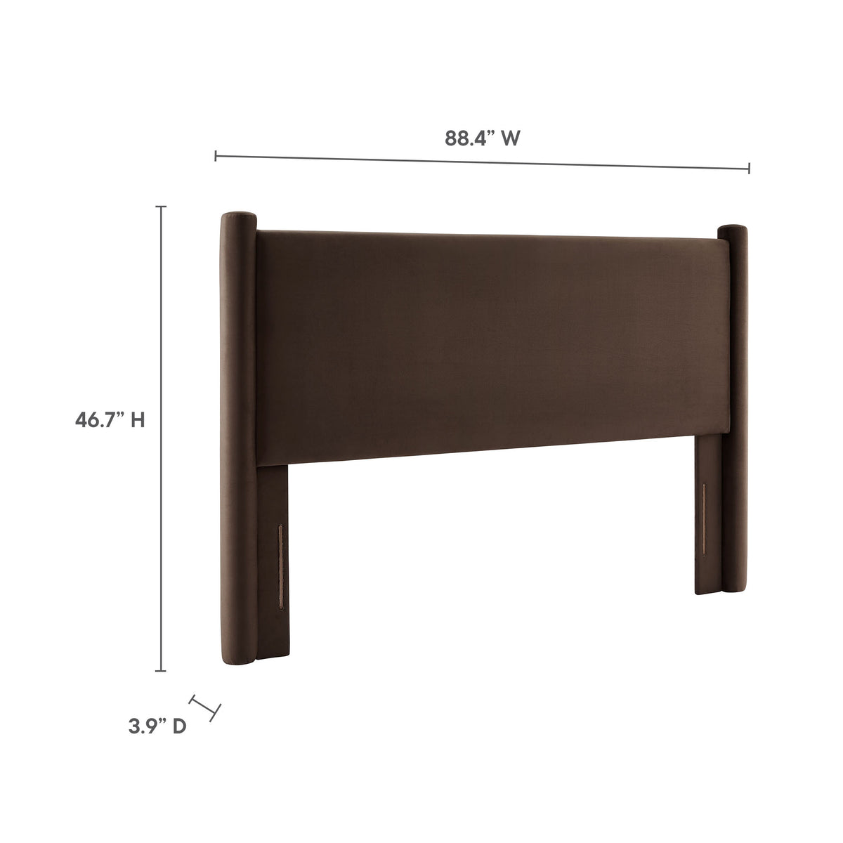 Rael Performance Velvet King Headboard - Chocolate Brown