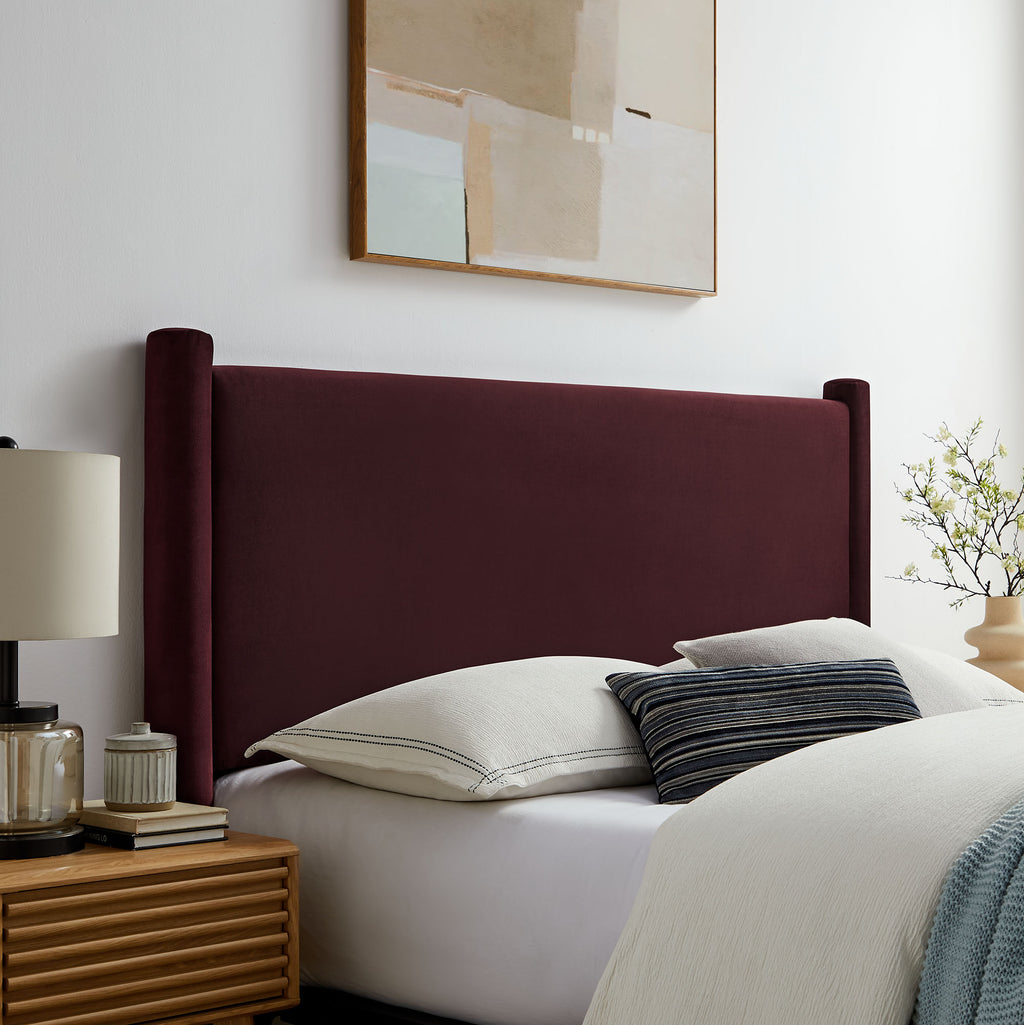 Rael Performance Velvet King Headboard - Mulberry