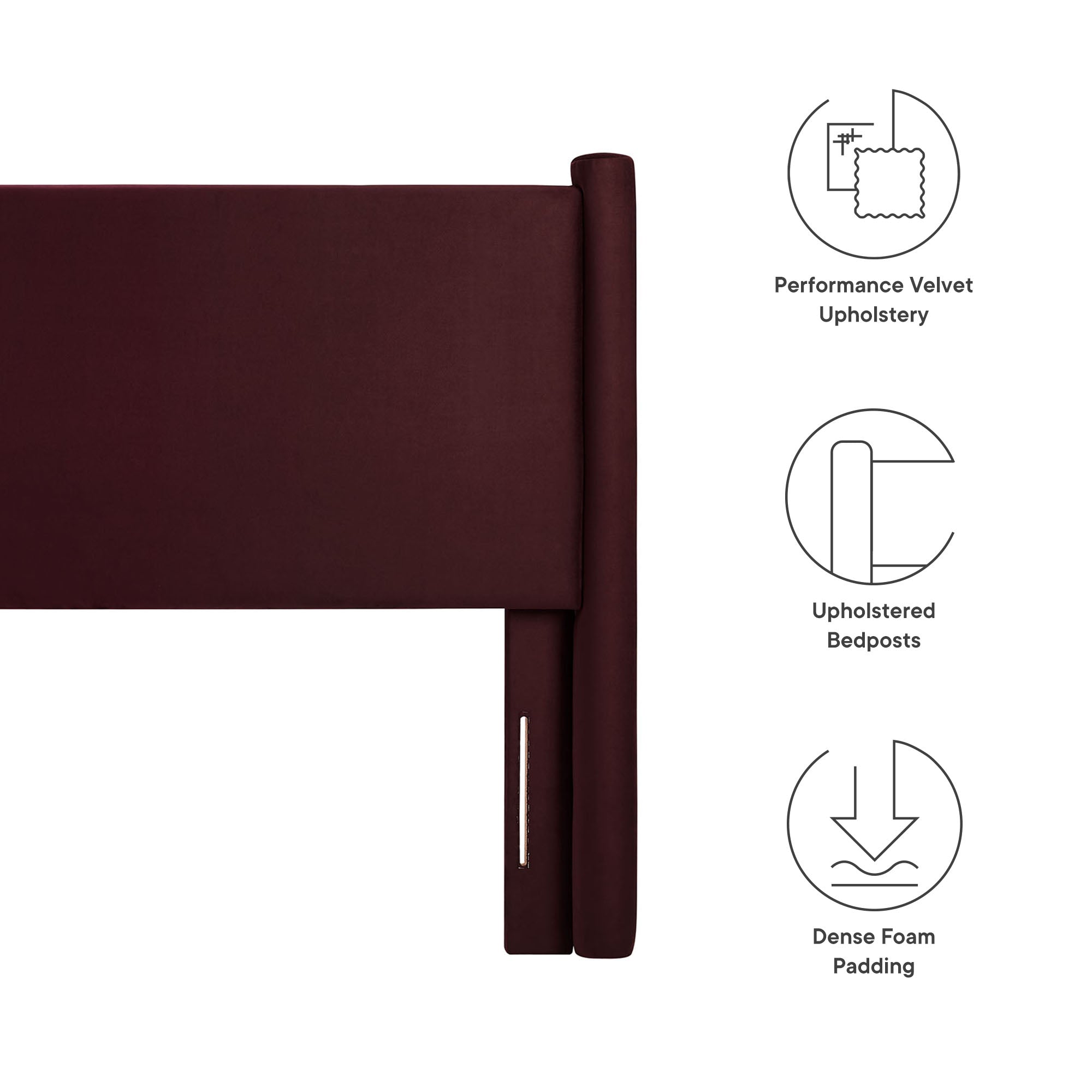 Rael Performance Velvet King Headboard - Mulberry