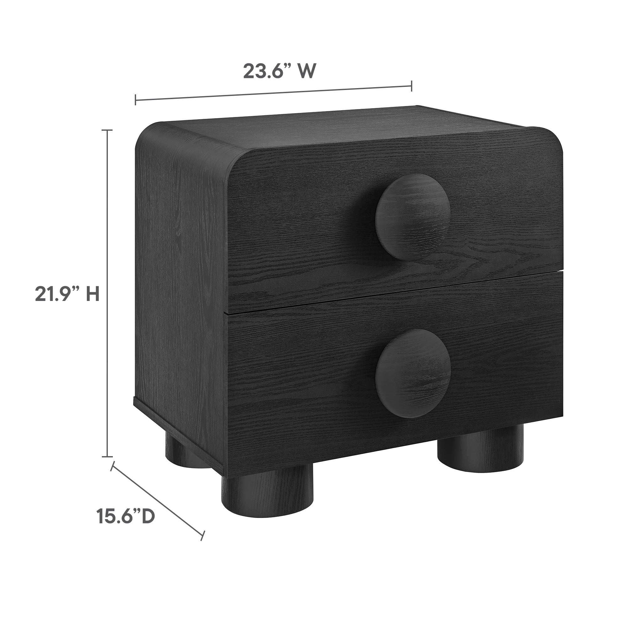 Sonnet 2-Drawer Nightstand - Black