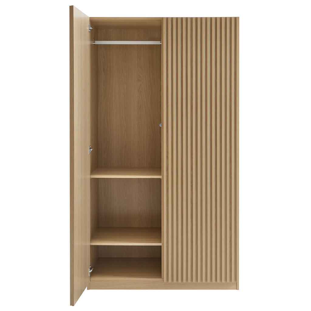 Render 2-Door Wardrobe Closet - Oak