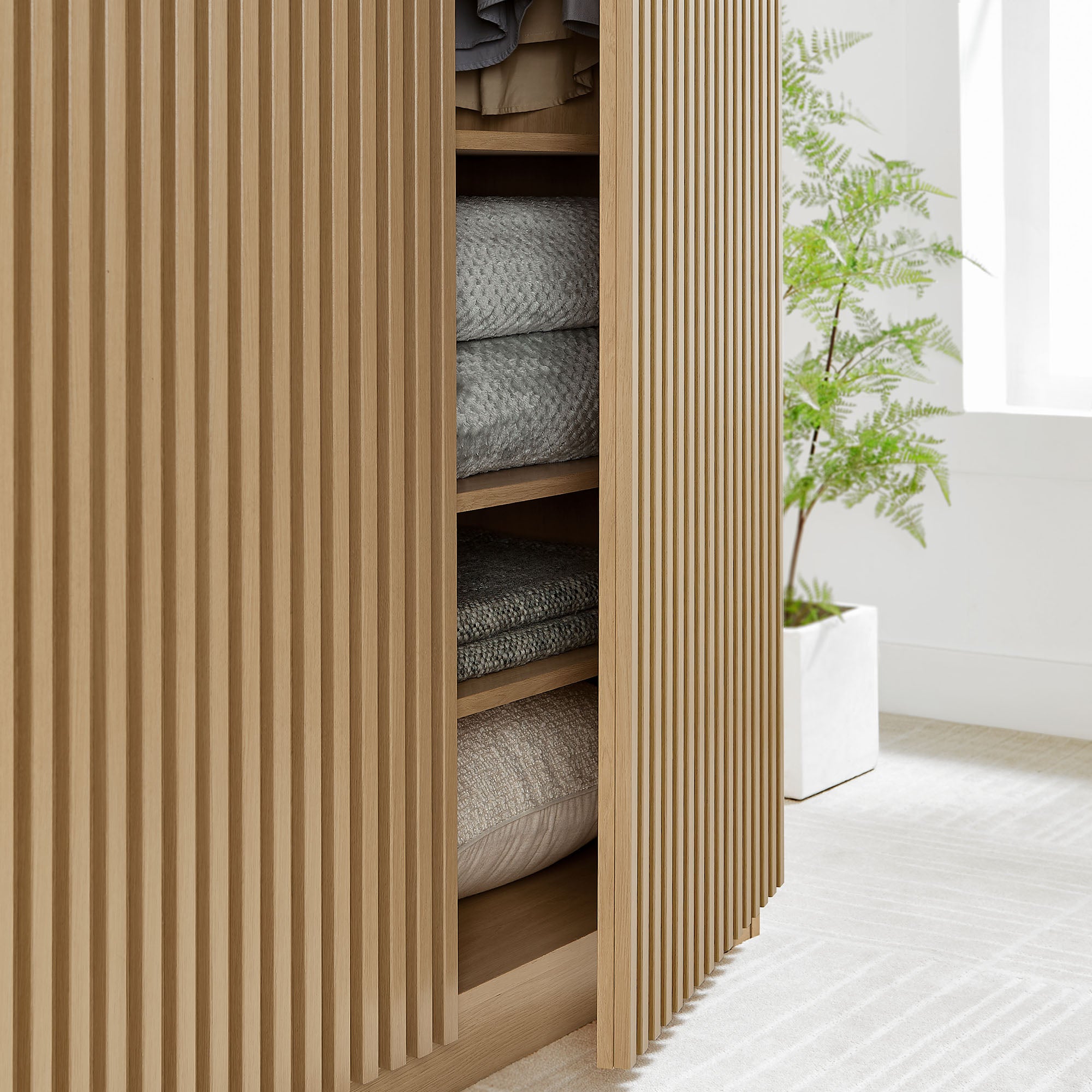 Render 2-Door Wardrobe Closet - Oak