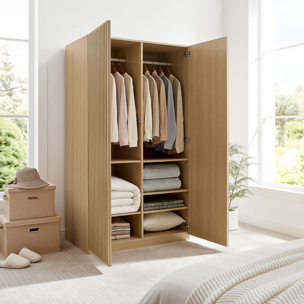 Render 2-Door Wardrobe Closet - Oak