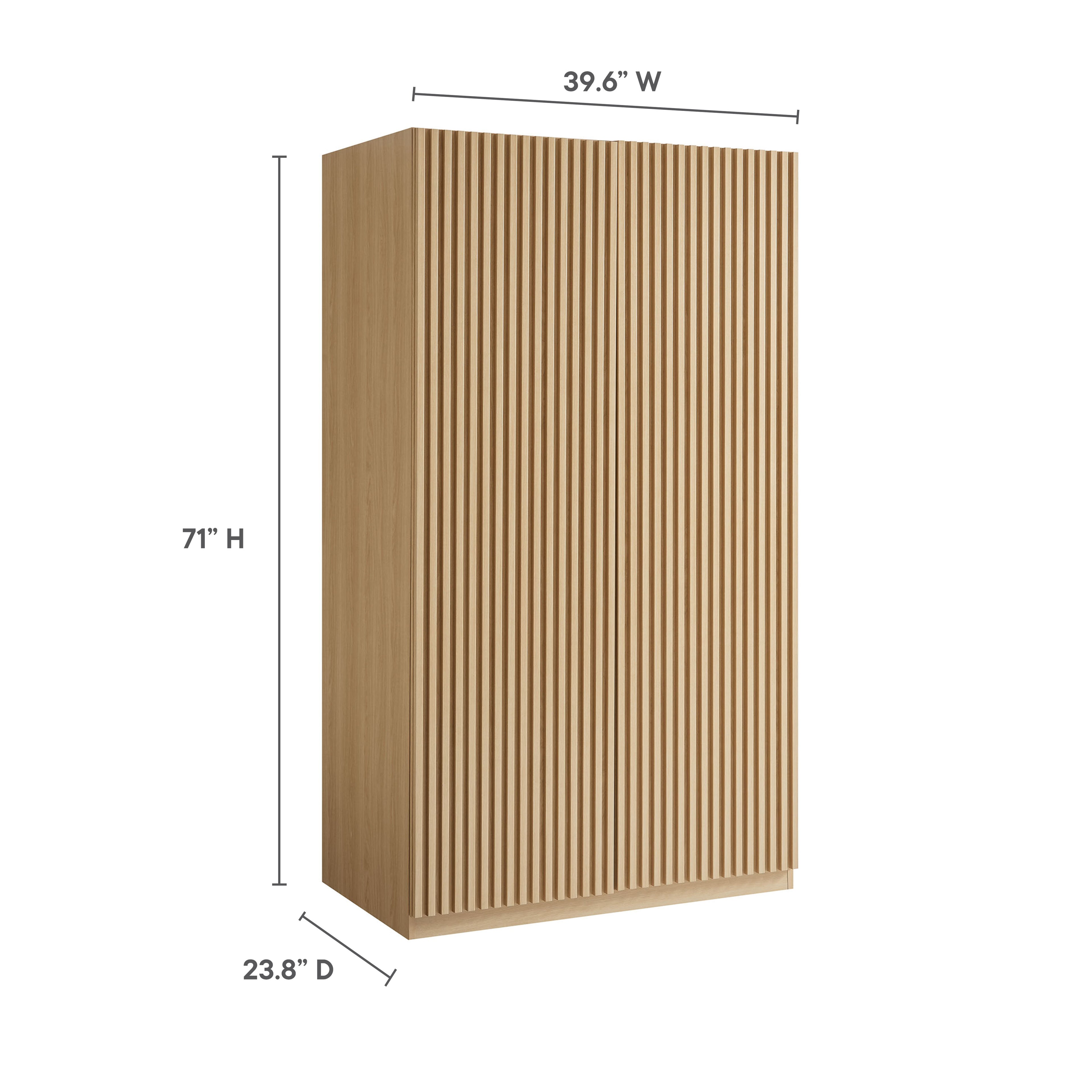 Render 2-Door Wardrobe Closet - Oak