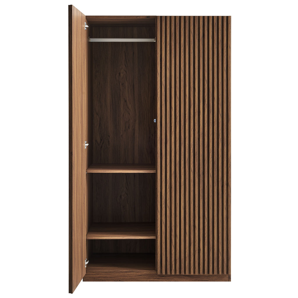 Render 2-Door Wardrobe Closet - Walnut