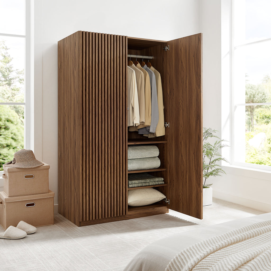 Render 2-Door Wardrobe Closet - Walnut
