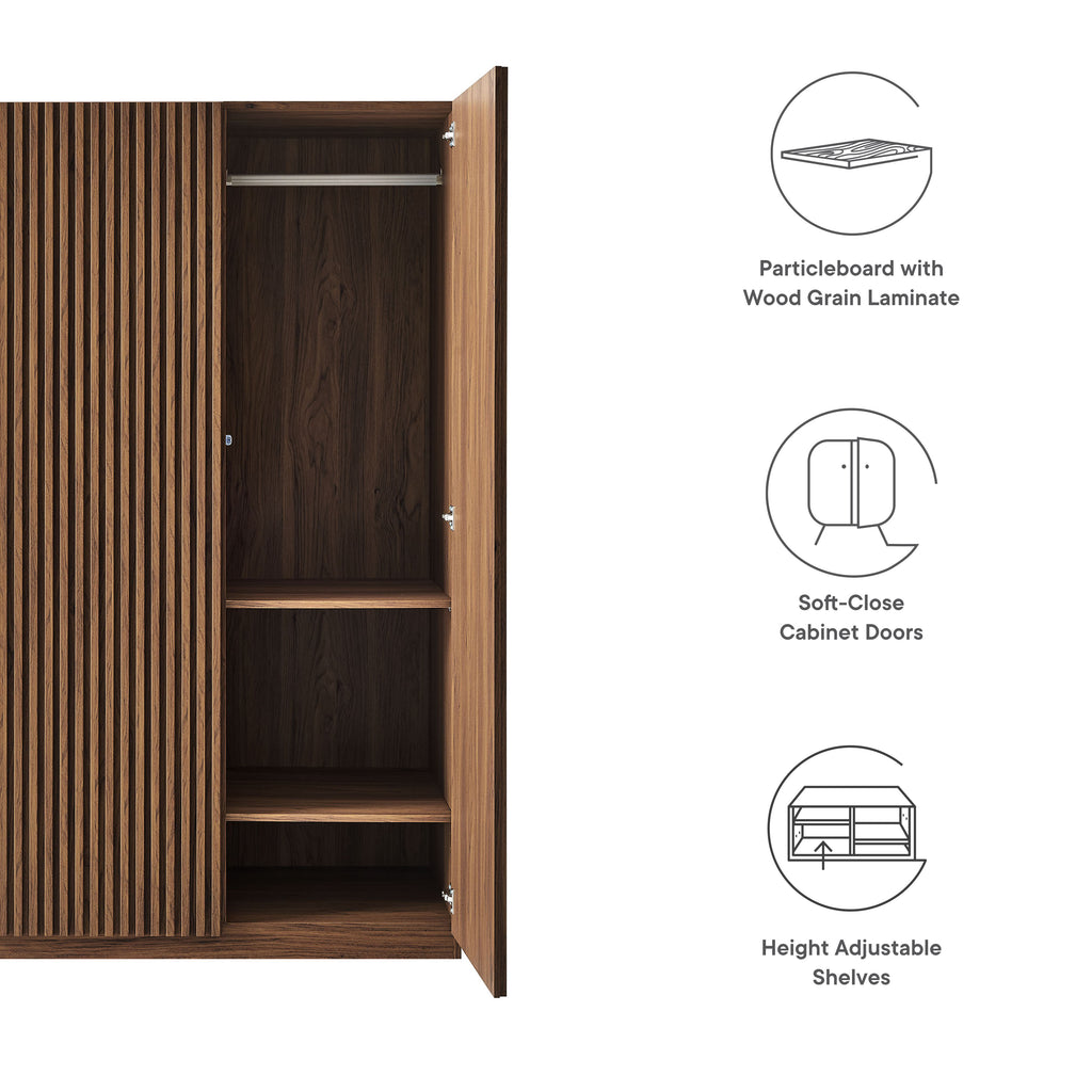 Render 2-Door Wardrobe Closet - Walnut