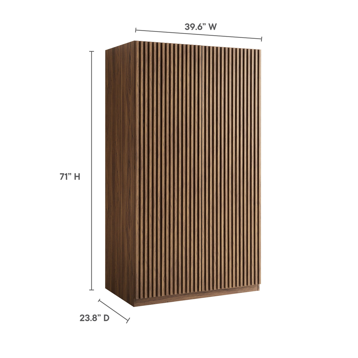 Render 2-Door Wardrobe Closet - Walnut