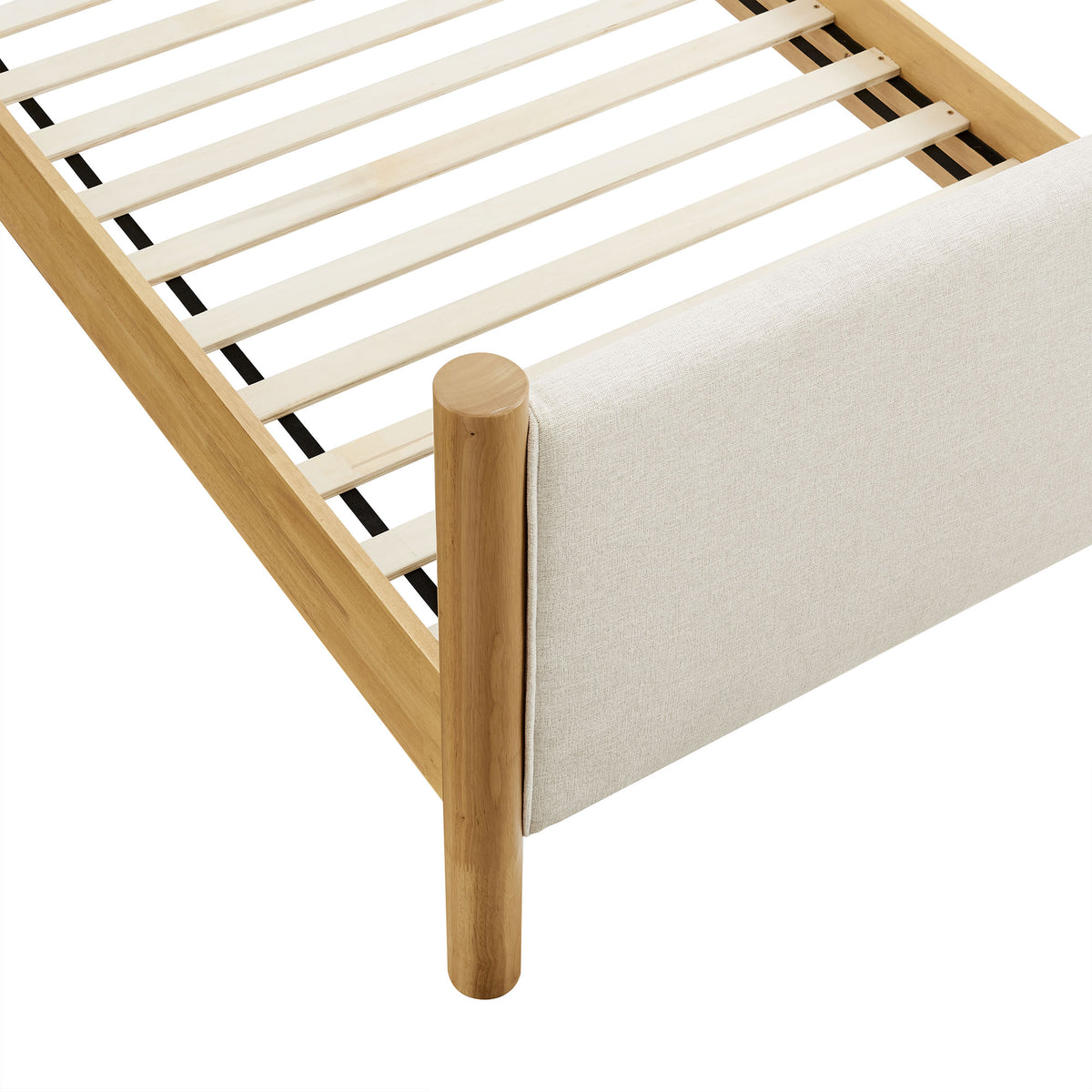 Maven Twin Size Fabric Upholstered Platform Bed - Ivory Oak