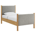 Maven Twin Size Fabric Upholstered Platform Bed - Wheat Oak