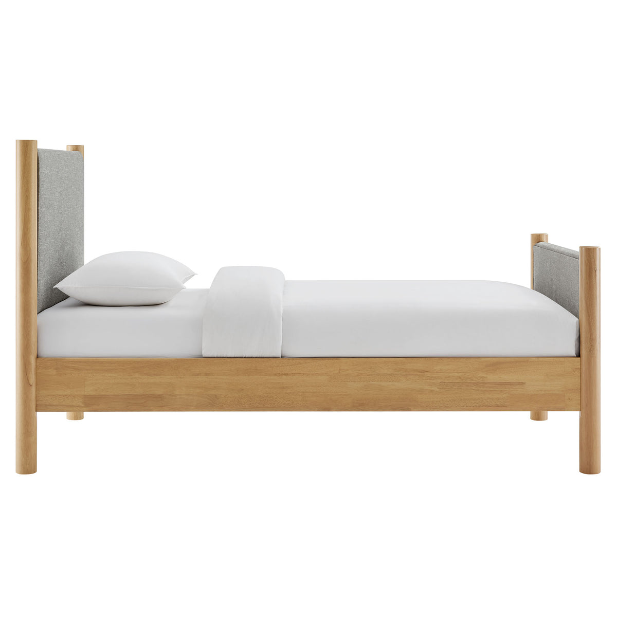 Maven Twin Size Fabric Upholstered Platform Bed - Wheat Oak