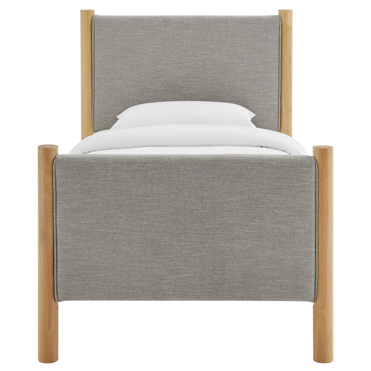 Maven Twin Size Fabric Upholstered Platform Bed - Wheat Oak