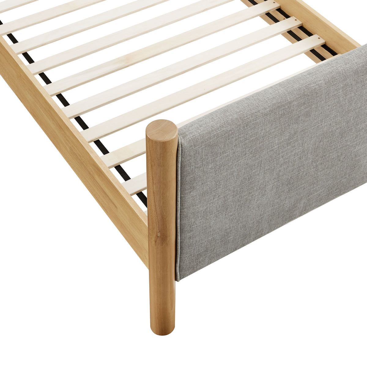 Maven Twin Size Fabric Upholstered Platform Bed - Wheat Oak