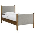 Maven Size Fabric Upholstered Platform Bed - Wheat Walnut — Wheat Walnut Twin