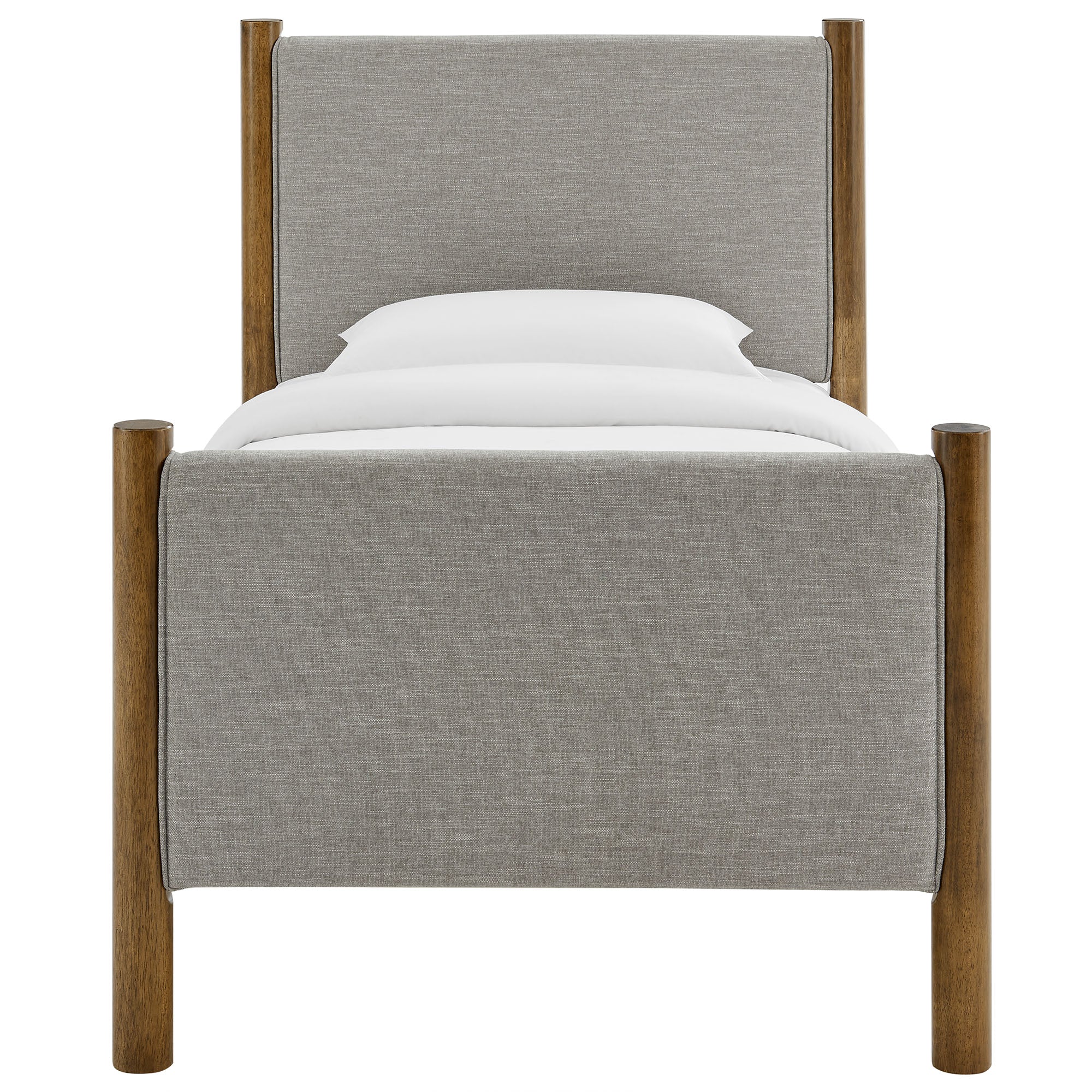 Maven Twin Size Fabric Upholstered Platform Bed - Wheat Walnut