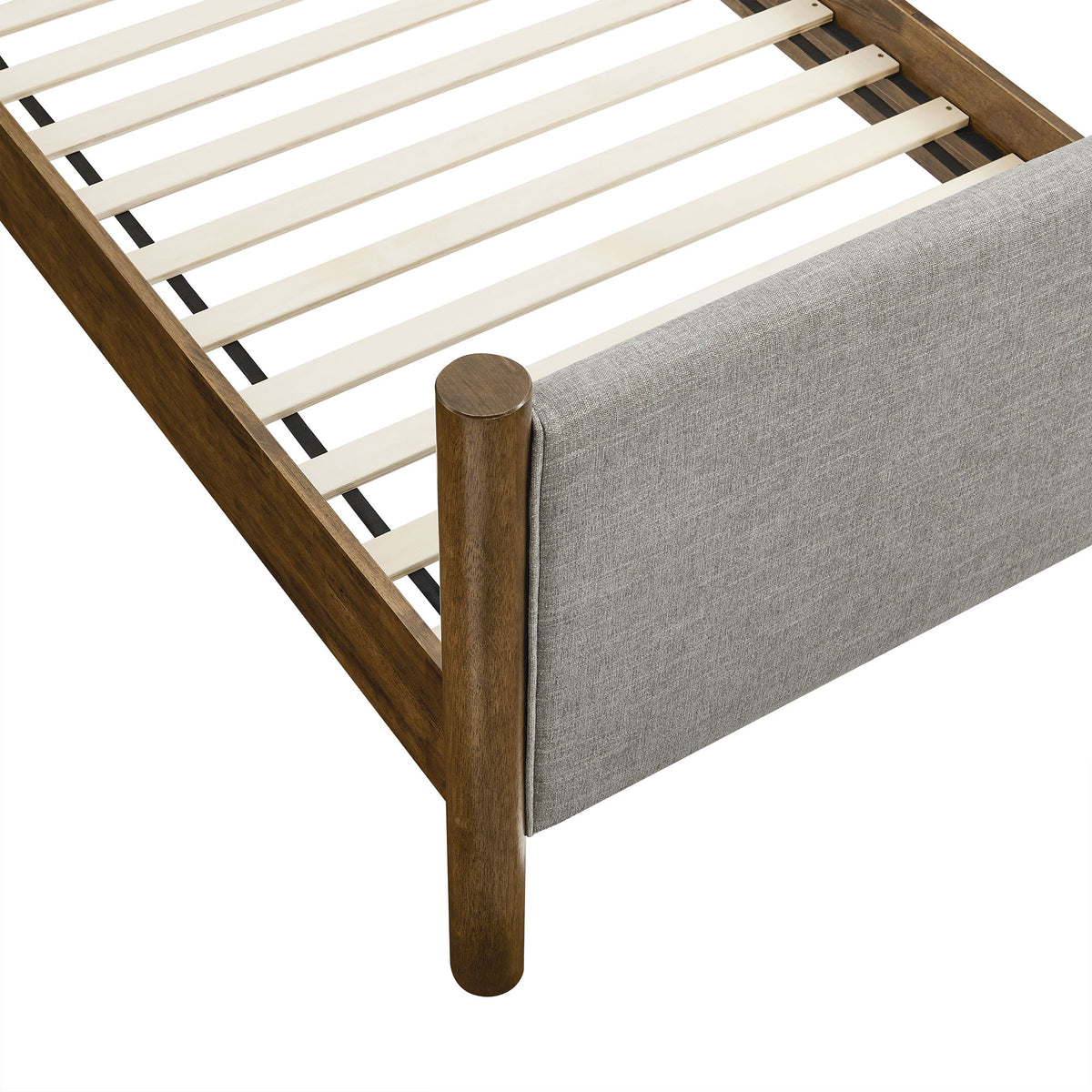 Maven Twin Size Fabric Upholstered Platform Bed - Wheat Walnut