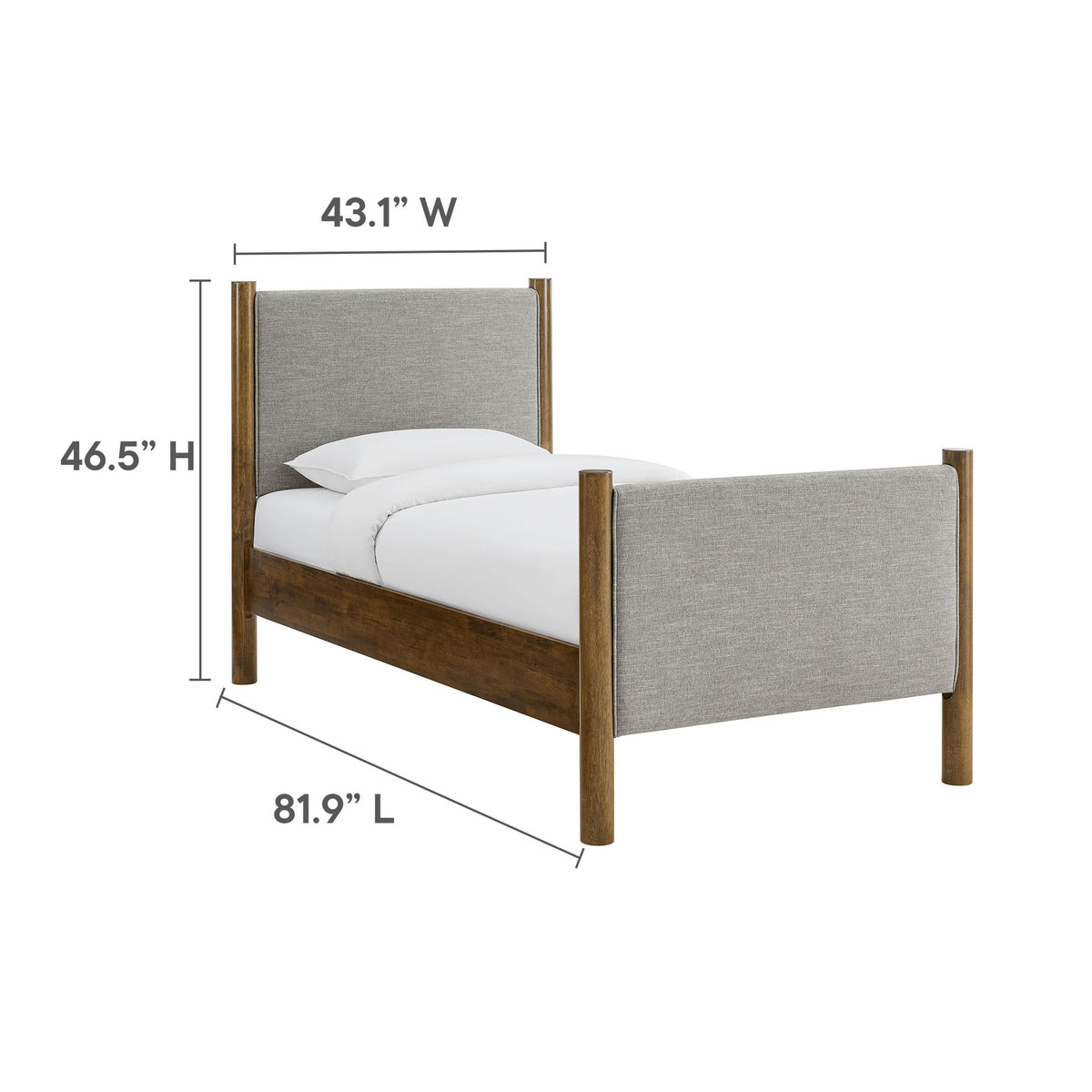Maven Twin Size Fabric Upholstered Platform Bed - Wheat Walnut
