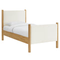 Maven Twin Size Boucle Upholstered Platform Bed - Feather Oak