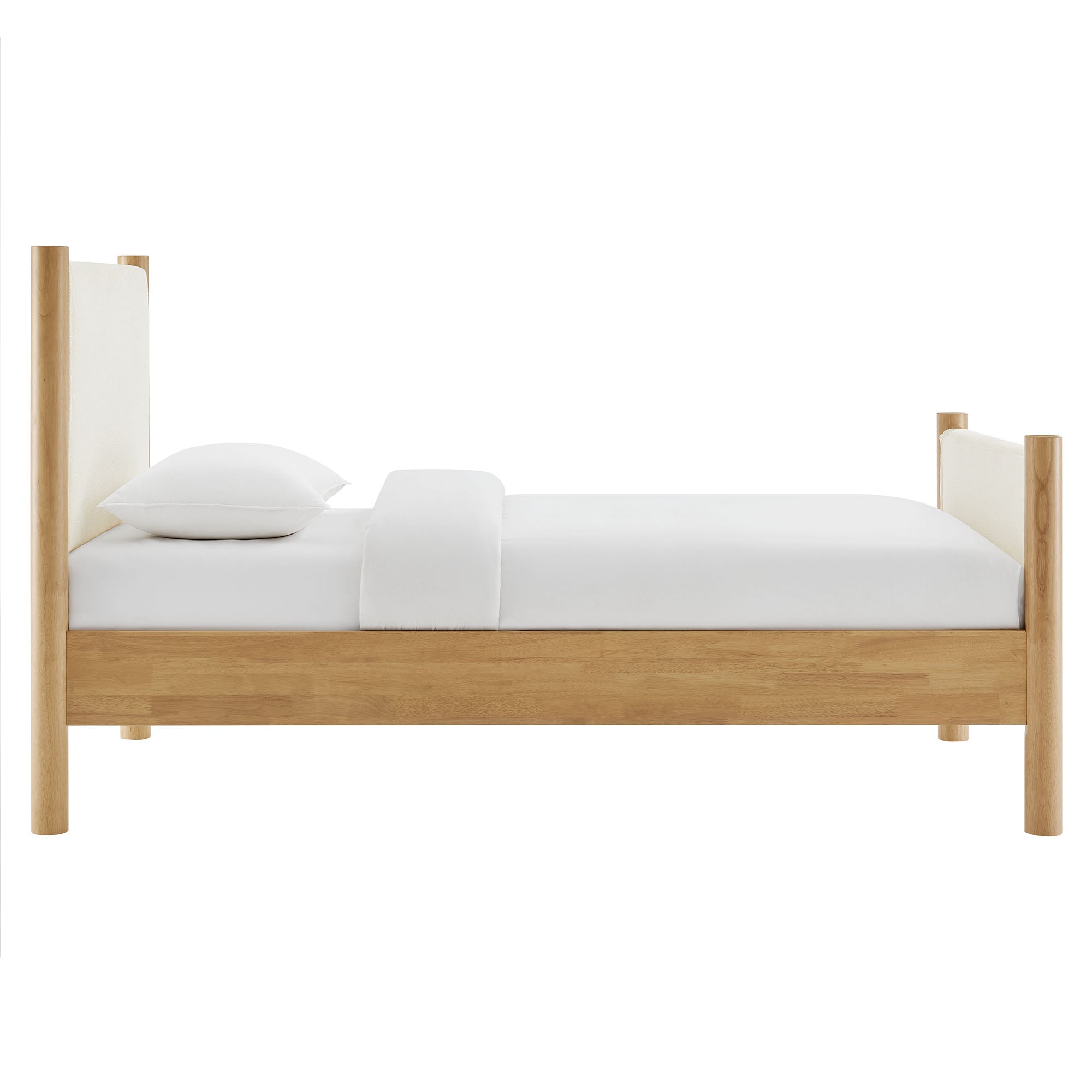Maven Twin Size Boucle Upholstered Platform Bed - Feather Oak