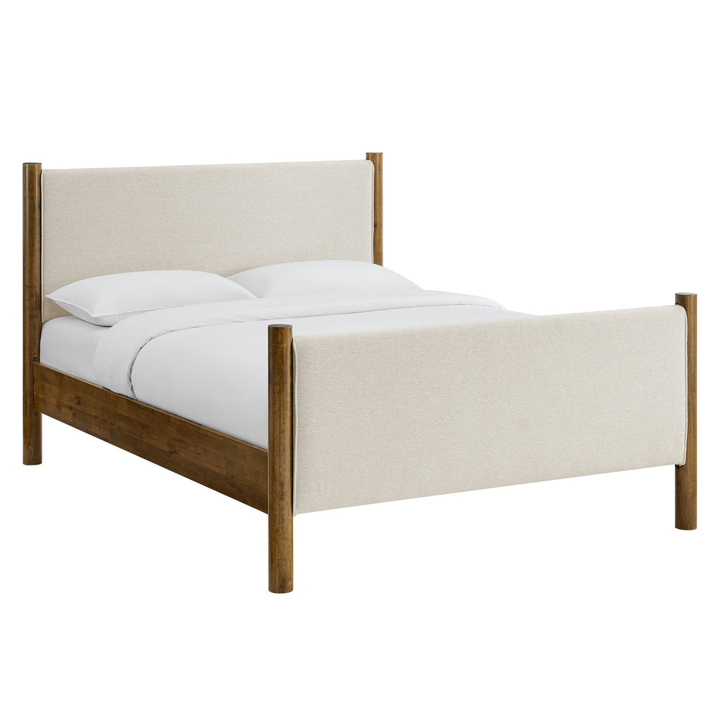Maven Full Size Fabric Upholstered Platform Bed - Ivory Walnut