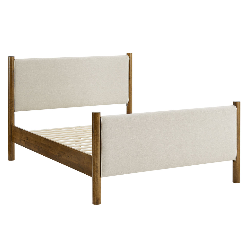 Maven Full Size Fabric Upholstered Platform Bed - Ivory Walnut