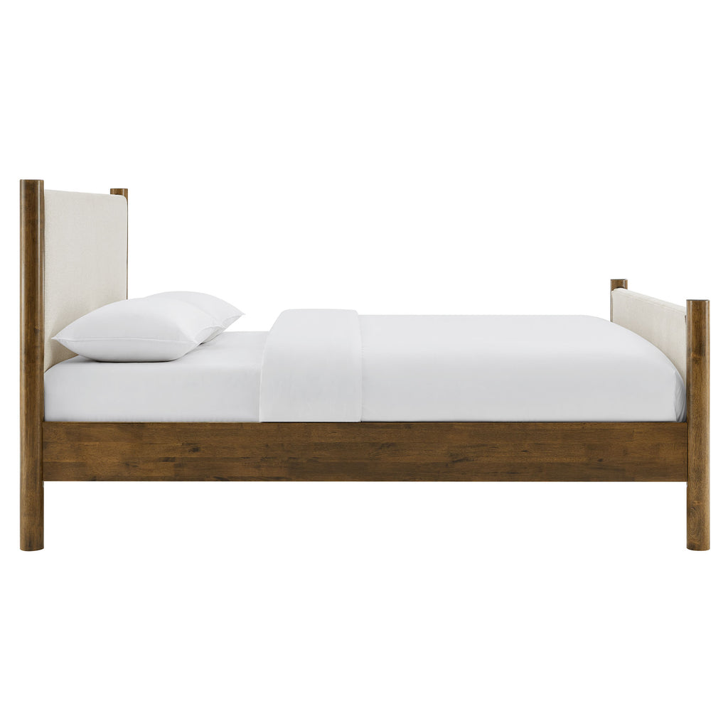 Maven Full Size Fabric Upholstered Platform Bed - Ivory Walnut