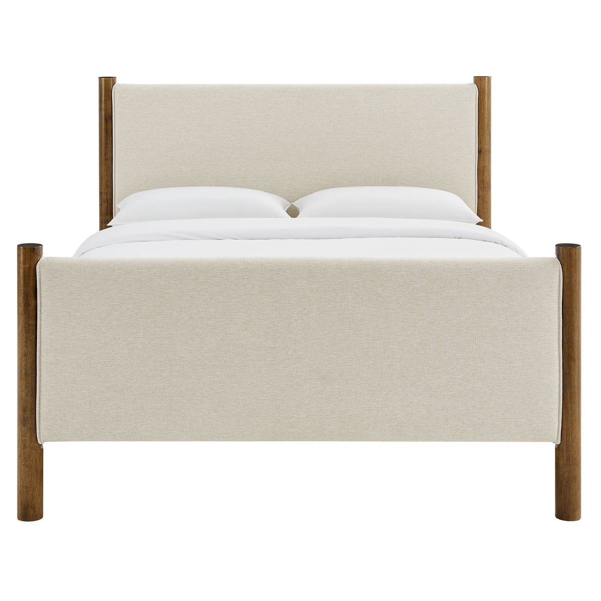 Maven Full Size Fabric Upholstered Platform Bed - Ivory Walnut