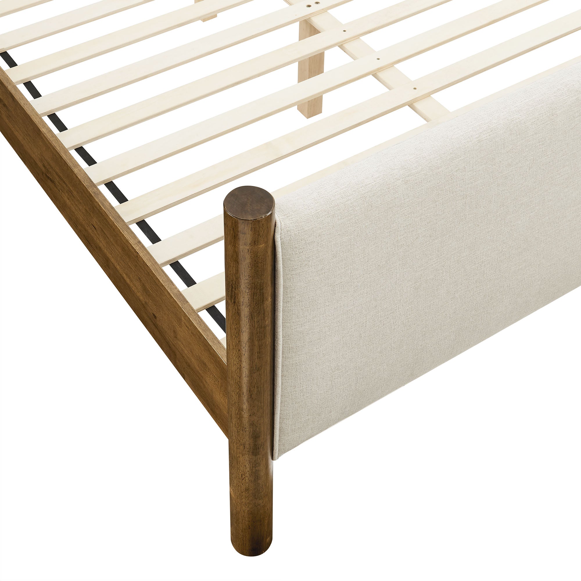 Maven Full Size Fabric Upholstered Platform Bed - Ivory Walnut
