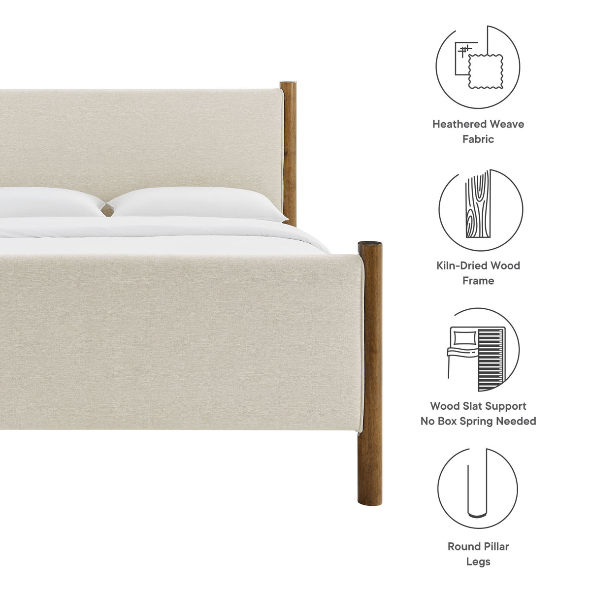 Maven Full Size Fabric Upholstered Platform Bed - Ivory Walnut