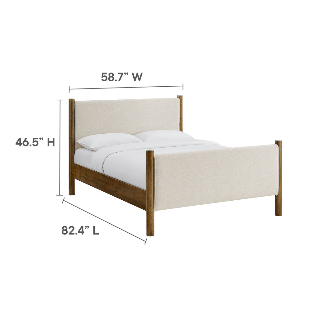 Maven Full Size Fabric Upholstered Platform Bed - Ivory Walnut