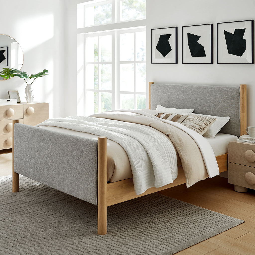 Maven Full Size Fabric Upholstered Platform Bed - Wheat Oak