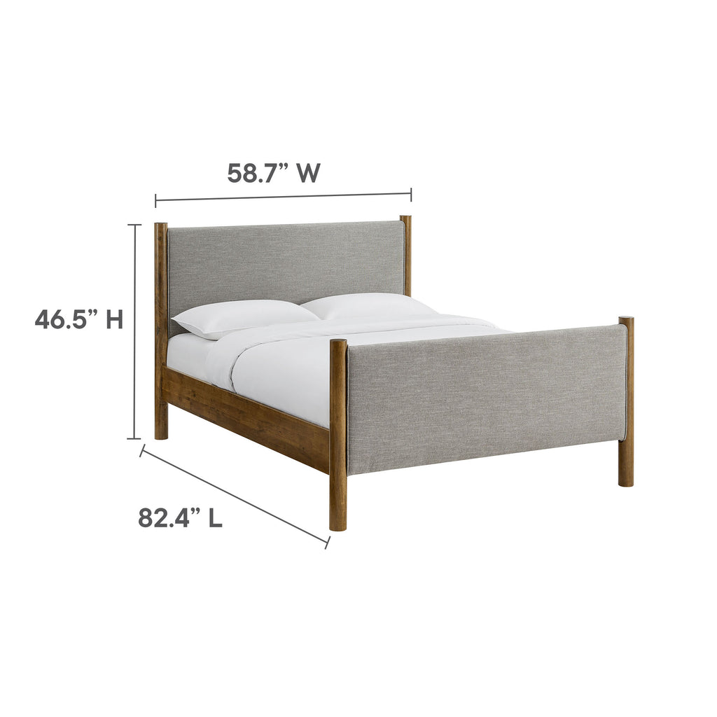 Maven Full Size Fabric Upholstered Platform Bed - Wheat Walnut