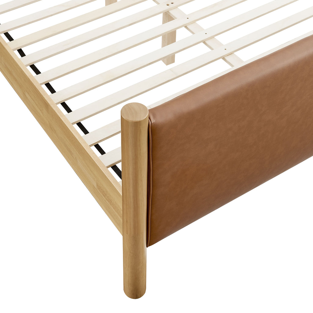 Maven Full Size Vegan Leather Upholstered Platform Bed - Tan Oak