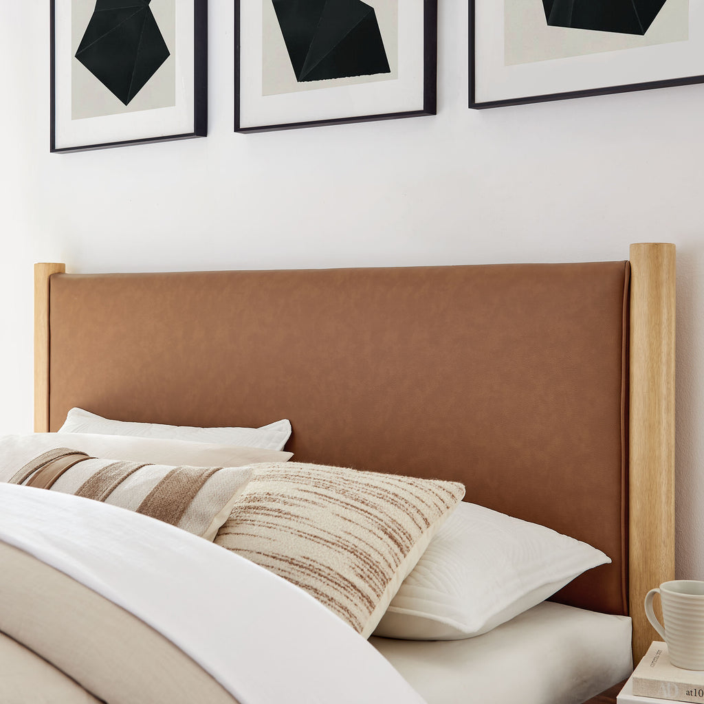 Maven Full Size Vegan Leather Upholstered Platform Bed - Tan Oak