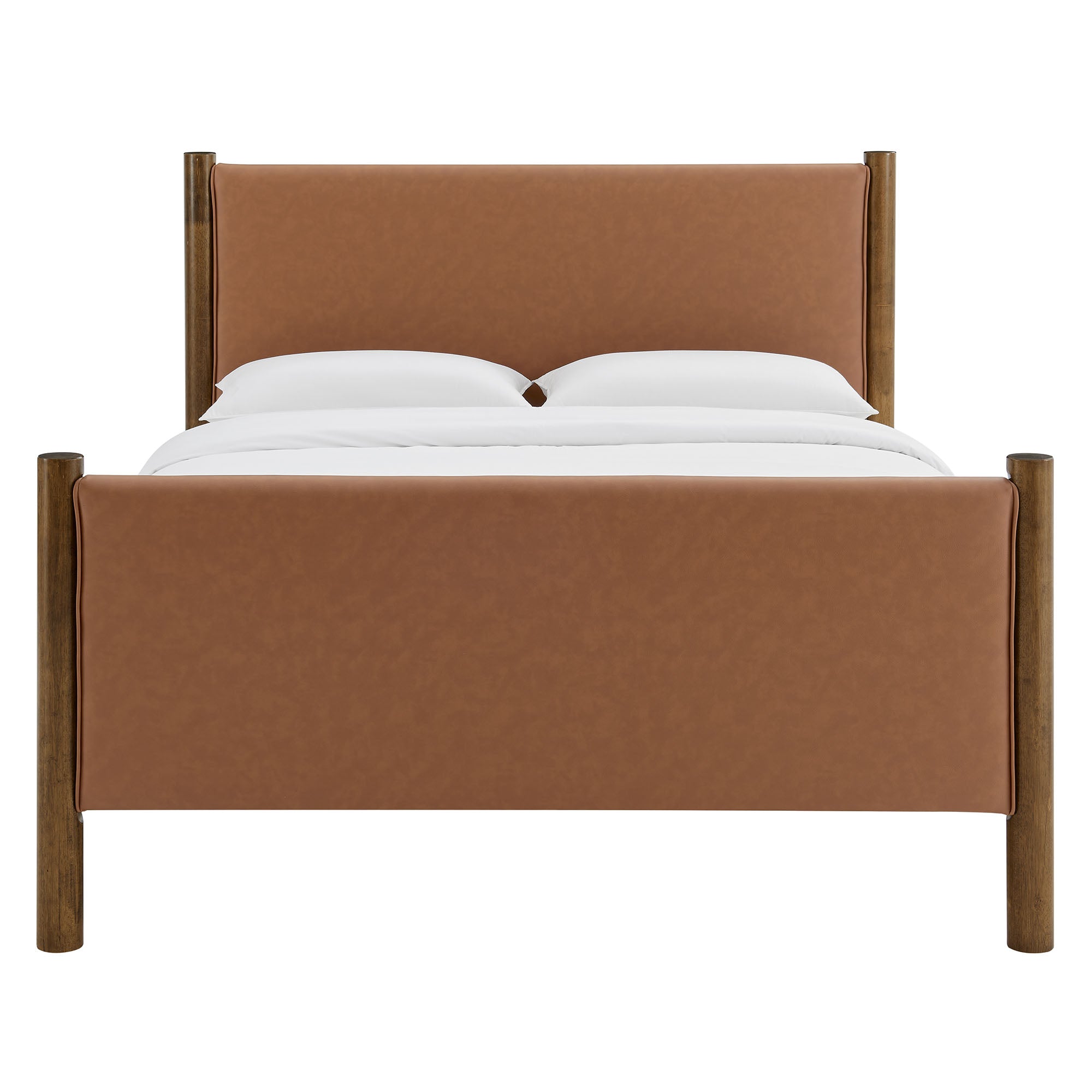Maven Full Size Vegan Leather Upholstered Platform Bed - Tan Walnut
