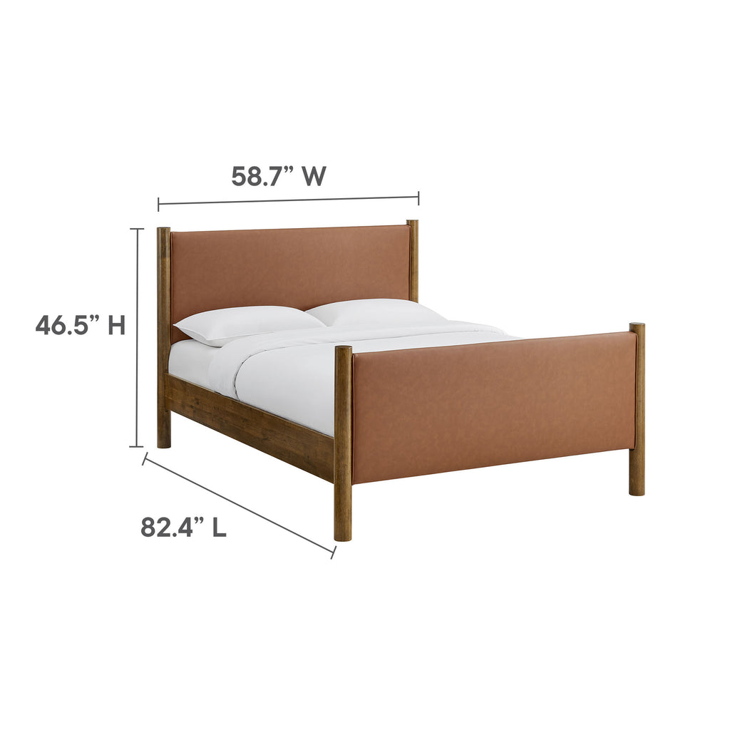 Maven Full Size Vegan Leather Upholstered Platform Bed - Tan Walnut