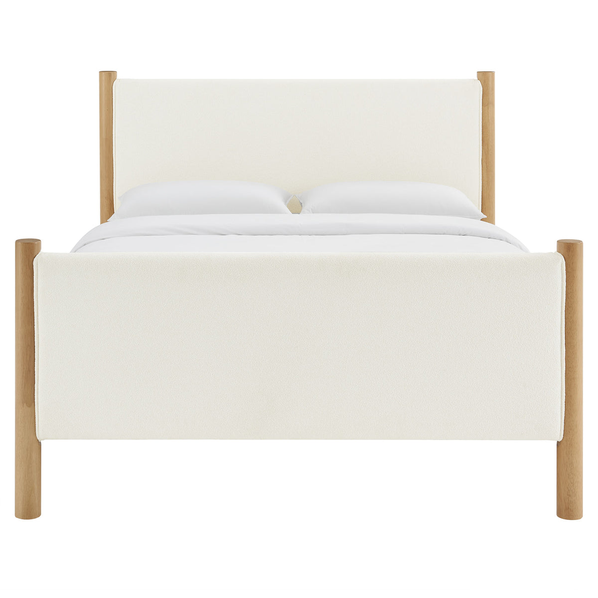 Maven Full Size Boucle Upholstered Platform Bed - Feather Oak