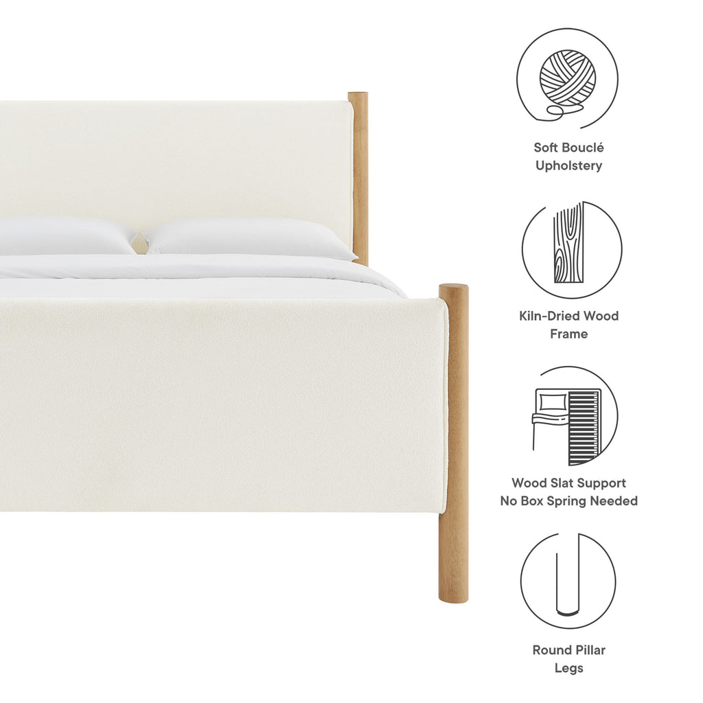 Maven Full Size Boucle Upholstered Platform Bed - Feather Oak
