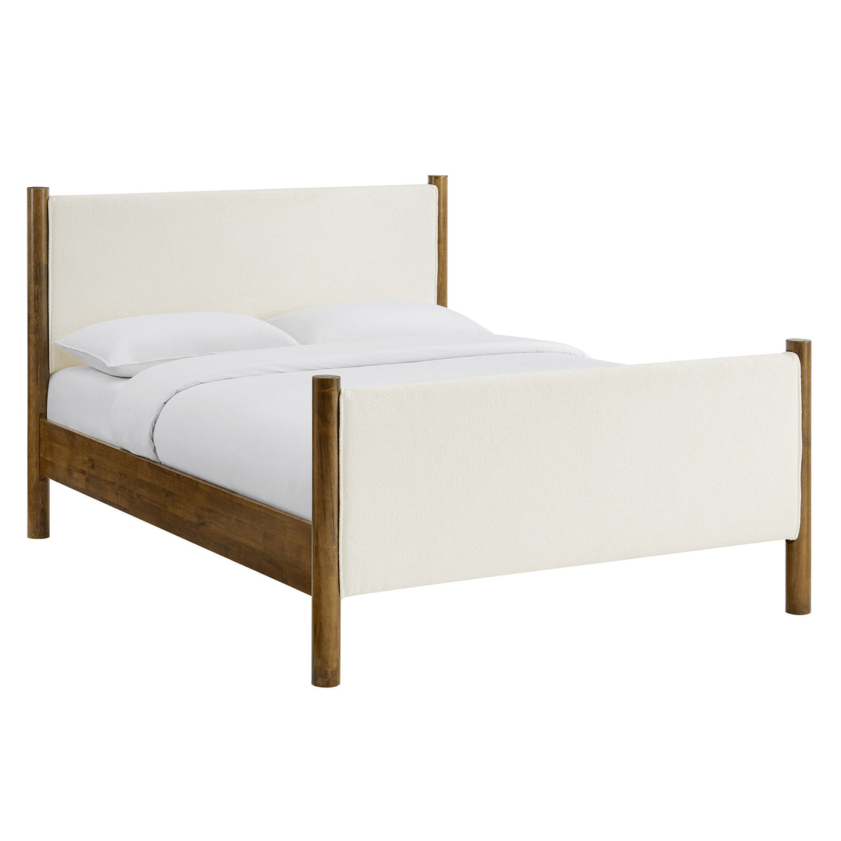 Maven Full Size Boucle Upholstered Platform Bed - Feather Walnut