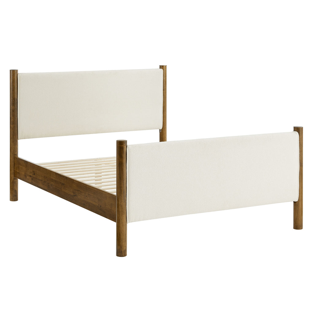 Maven Full Size Boucle Upholstered Platform Bed - Feather Walnut